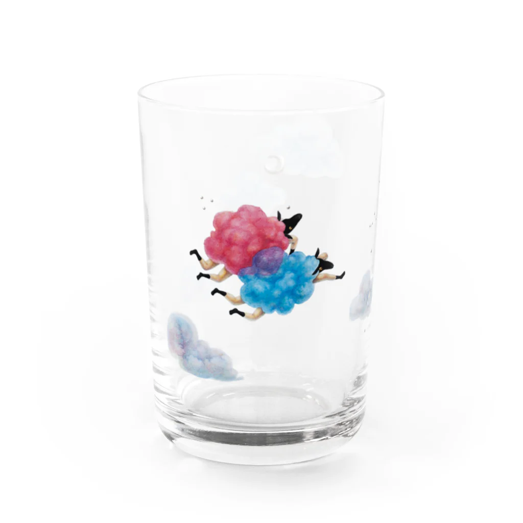 Chihiro Taki goodsの赤と青のひつじ Water Glass :left