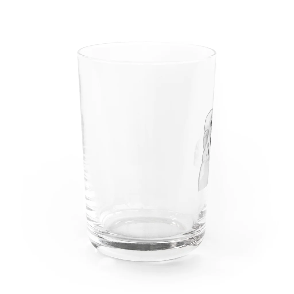 pinorattaのセキセイインコ　白黒ver Water Glass :left