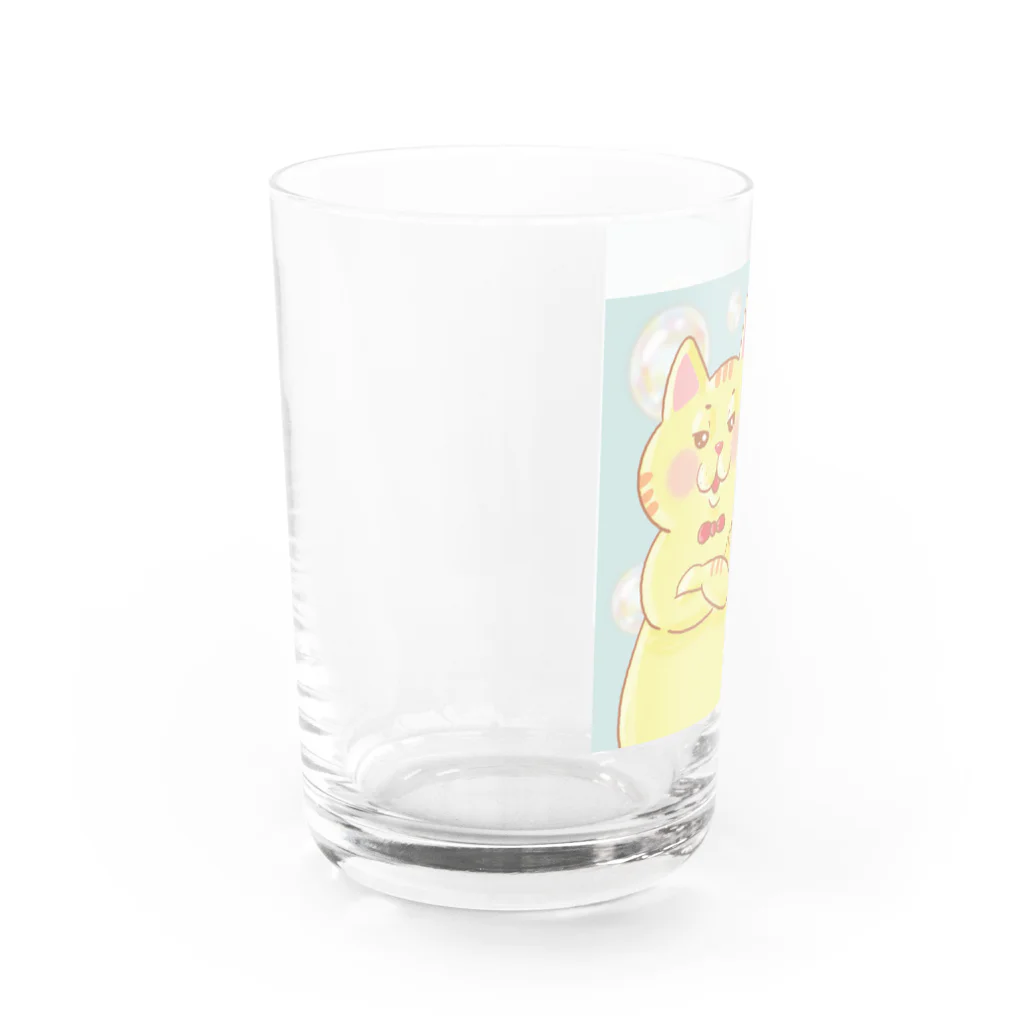 トラとハチワレの腕組みするねこ Water Glass :left