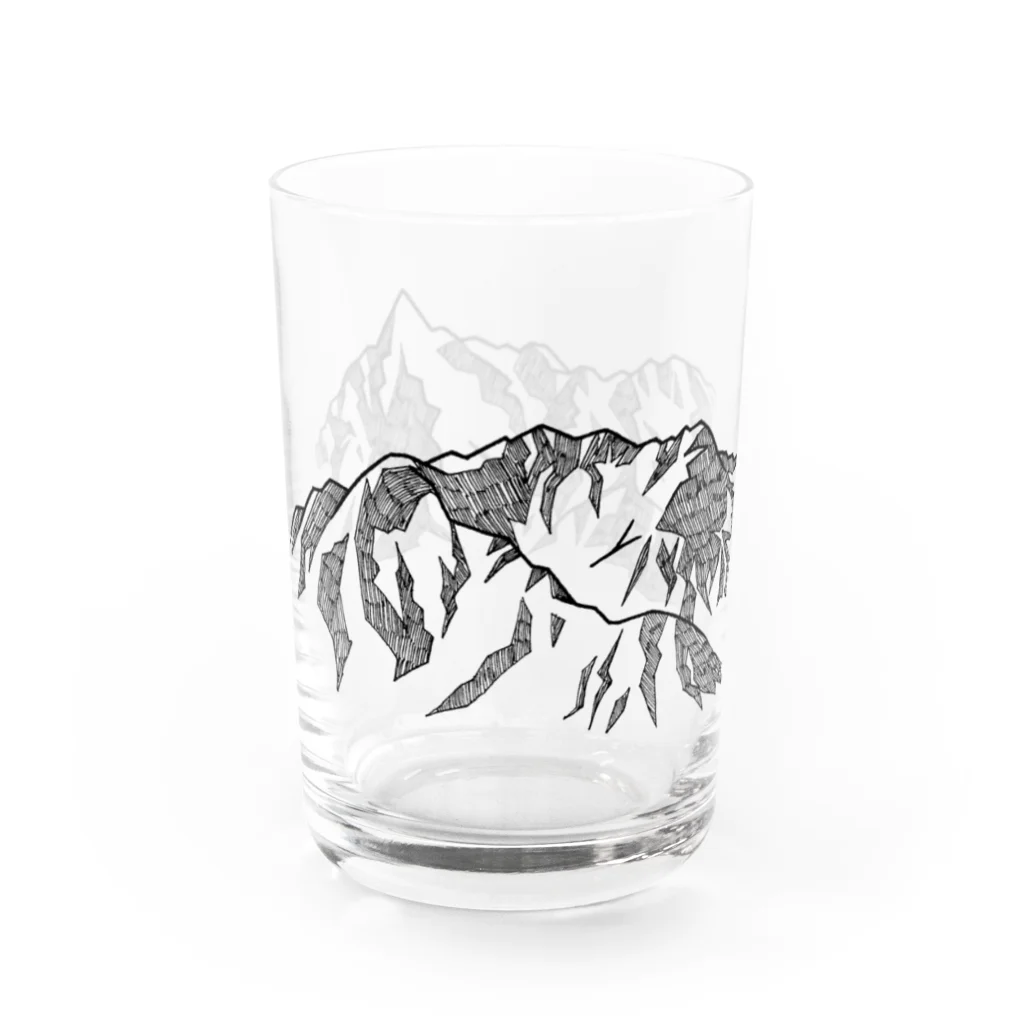 まつのき商店の槍穂高連峰　黒ペン Water Glass :left