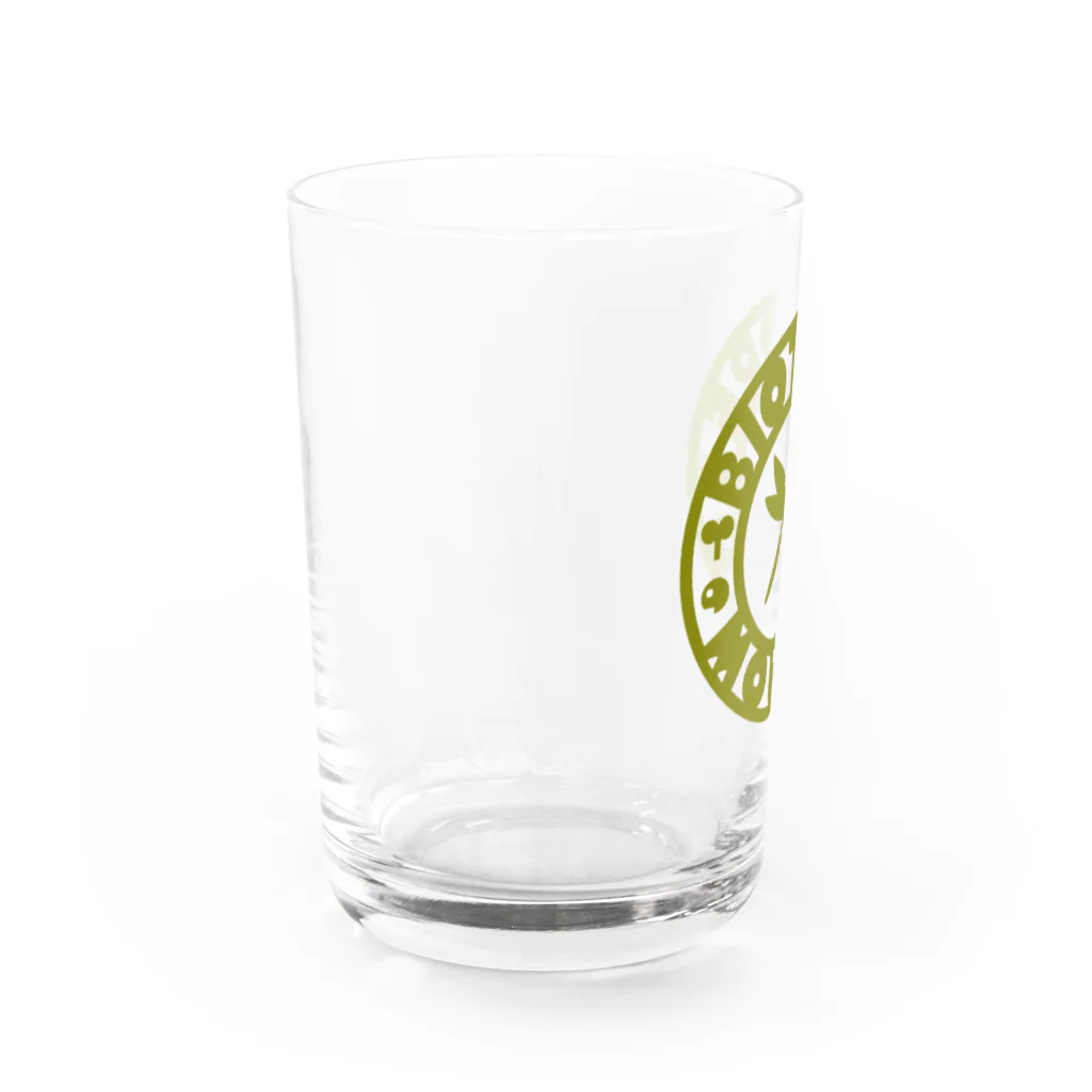 くーちゃんのビオトープ孟子（ロゴ）ひき茶 Water Glass :left