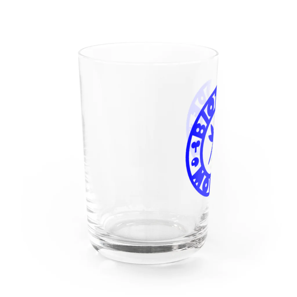 くーちゃんのビオトープ孟子（ロゴ）青 Water Glass :left
