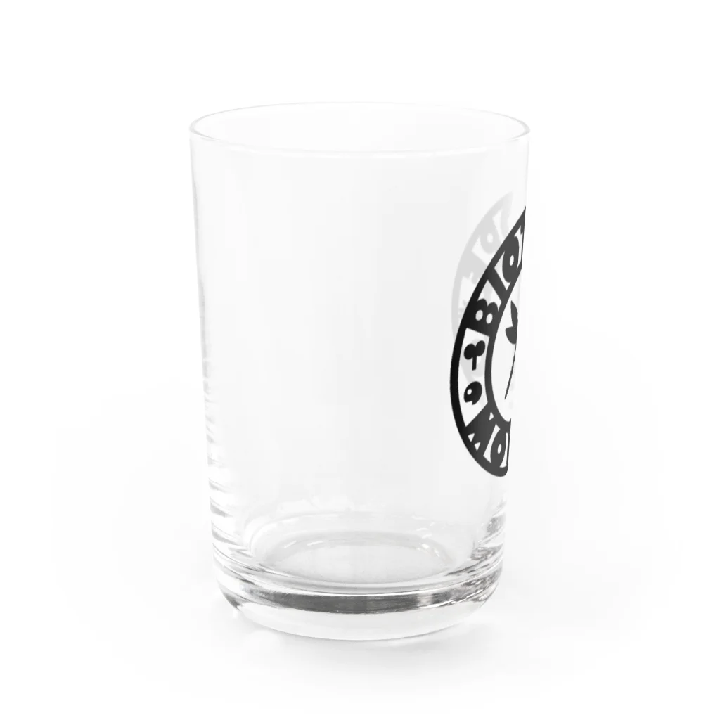 くーちゃんのビオトープ孟子（ロゴ）黒 Water Glass :left