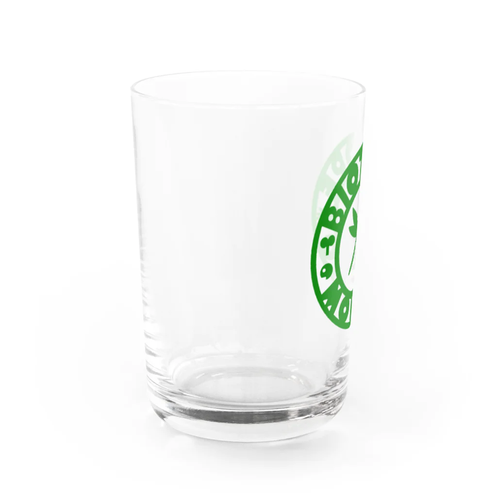 くーちゃんのビオトープ孟子（ロゴ）みどり Water Glass :left
