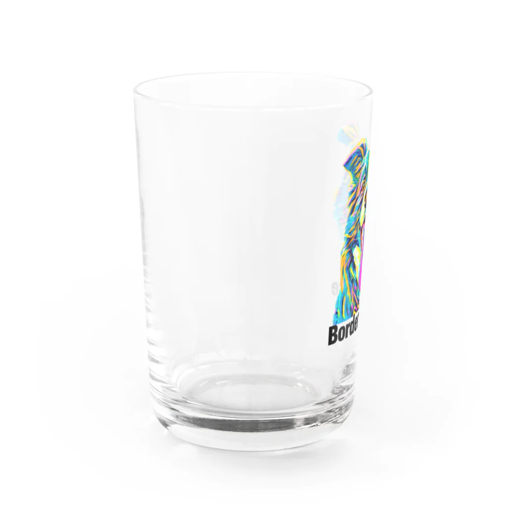 ユニークなワンちゃんデザインのお店のボーダーコリー　ネオンカラー Water Glass :left