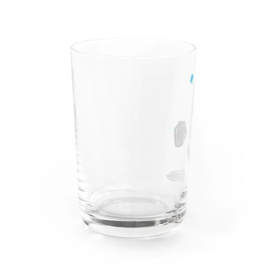 しまめの青い石（白フチ） Water Glass :left