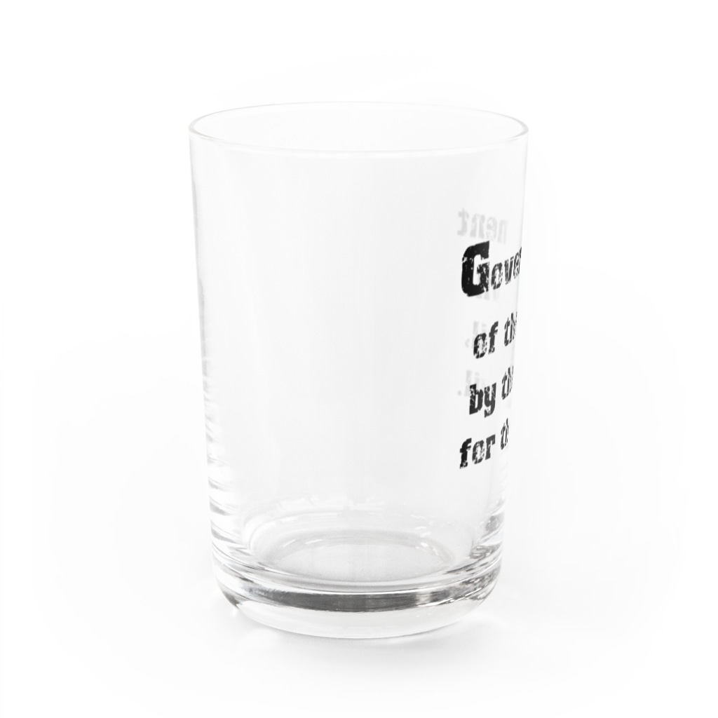 LUNARHOLIC STOREの<BASARACRACY>人外の人外による人外のための政治（英語・黒） Water Glass :left