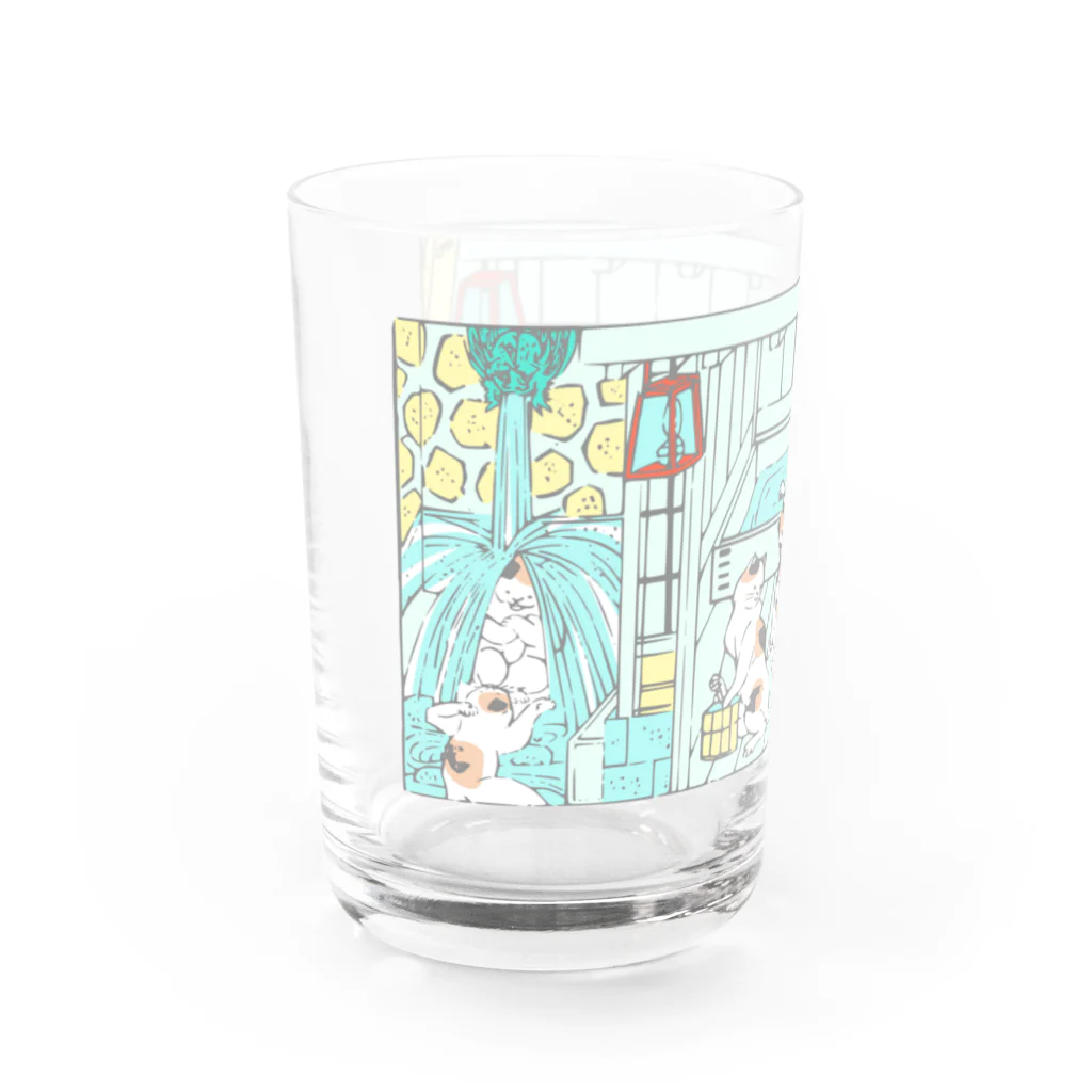 温泉グッズ@ブーさんとキリンの生活の猫の温泉（カラー） Water Glass :left