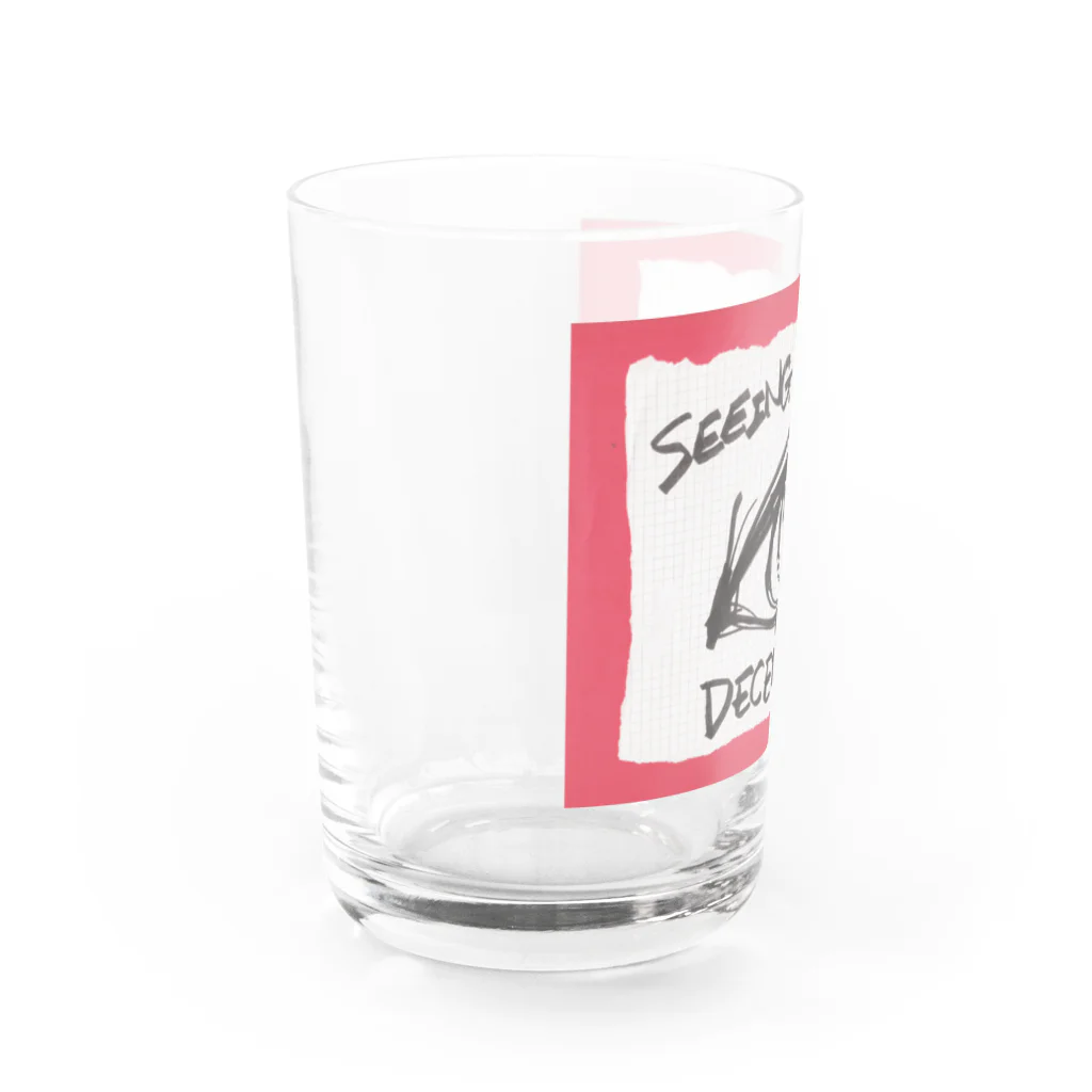 LUNARHOLIC STOREの偽諺～参～「百聞は一見に如く」(赤縁) Water Glass :left