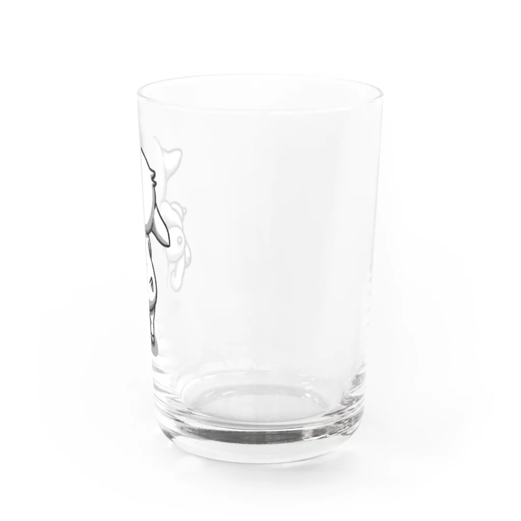 mei-channel SUZURI店のメイとトト　（モノクロ） Water Glass :right