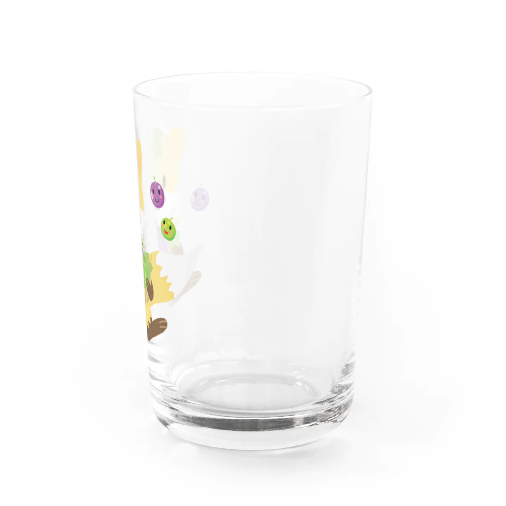 ばんぶーむーんのお店😺のかわいいキツネとブドウ Water Glass :right