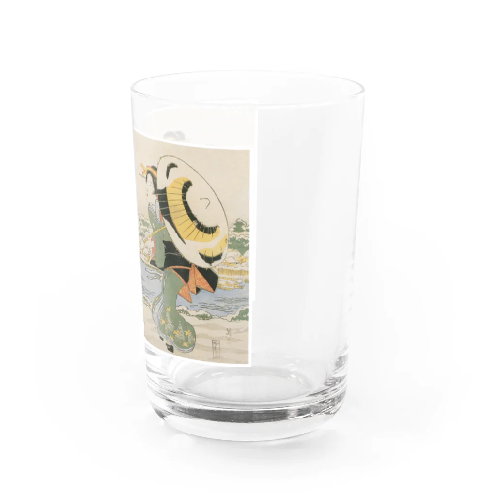 寿めでたや(ukiyoe)のUKIYOE渓斎英泉隅田川畔雪中二美人 Water Glass :right