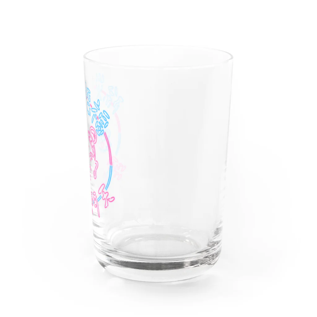 弟子某甲(でしむこ)のネオンびしゃもんさん&とらちゃん(淡色ベース用) Water Glass :right