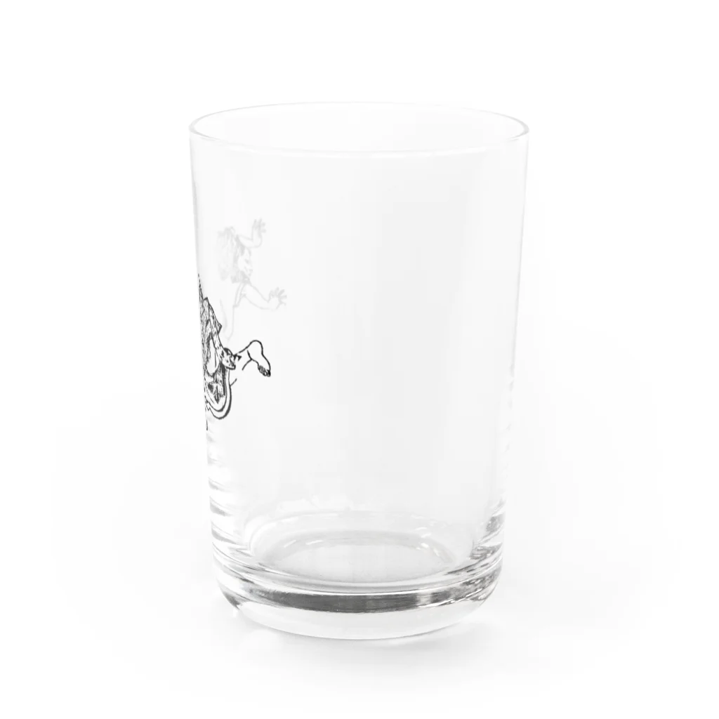 猫の浮世絵・草紙の逃げ惑うとら Water Glass :right