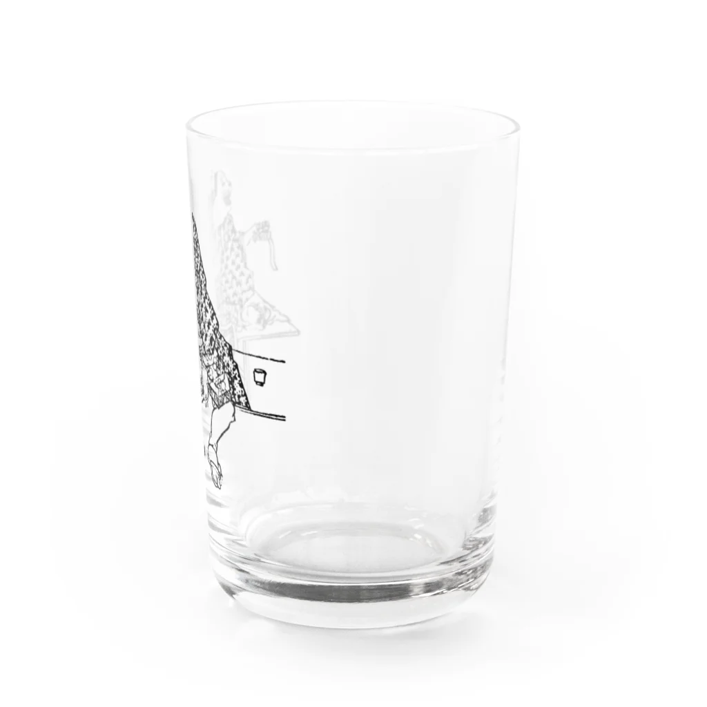 猫の浮世絵・草紙の金銀の鈴を見せるぺけ Water Glass :right