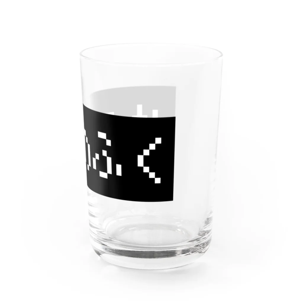 レトロゲーム・ファミコン文字Tシャツ-レトロゴ-のぬののふく 黒ボックスロゴ Water Glass :right