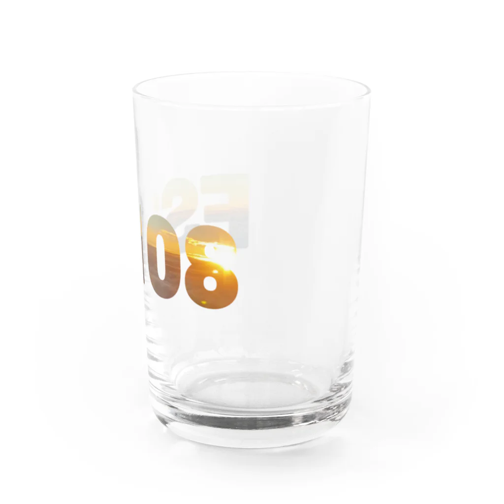 FS108(ファンタジスタ入れ歯)イラスト　絵描きのFS108 夕焼けロゴ Water Glass :right