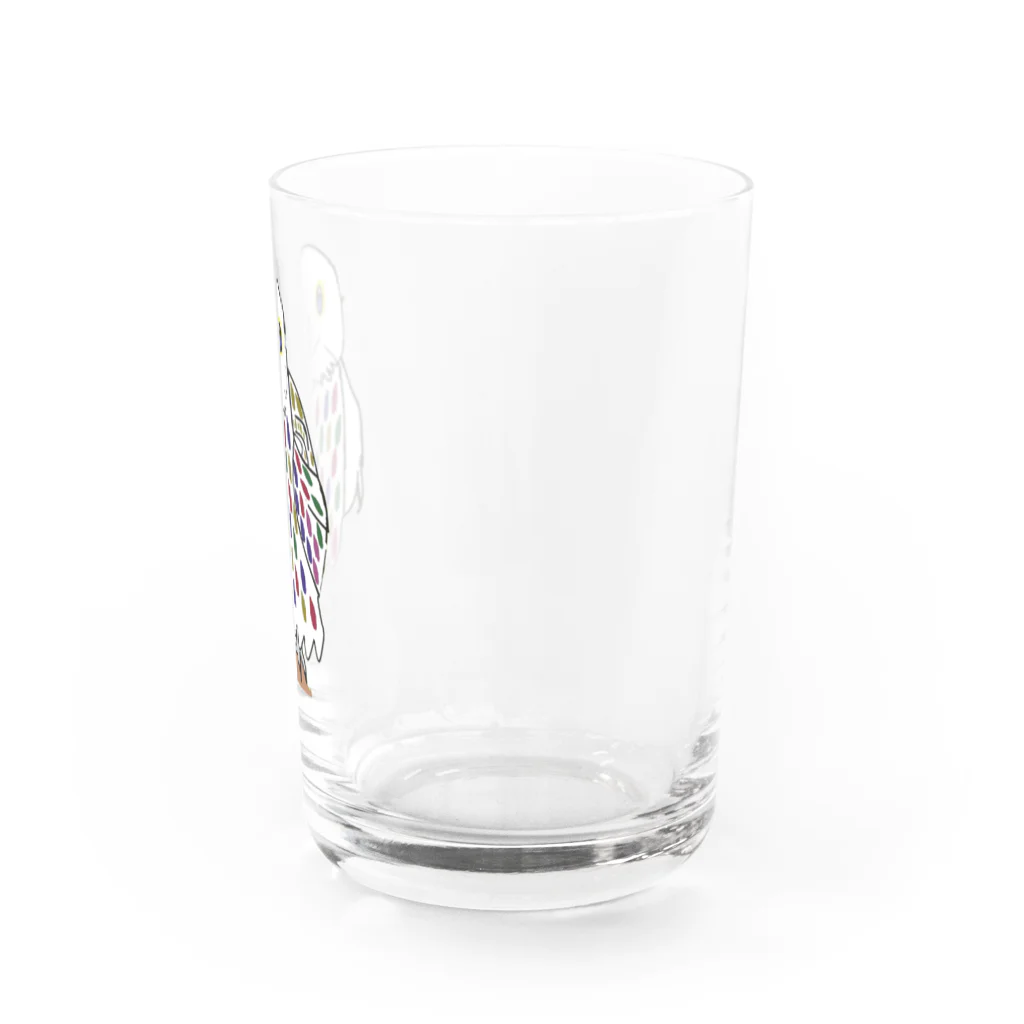 kagayakenaoki shop のシロフクロウのウィオルくんグッツです Water Glass :right