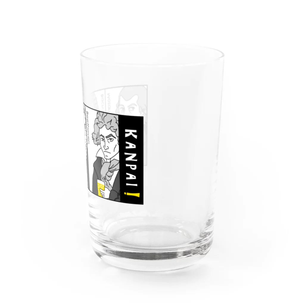 ビールとアート TM-3 Designの偉人 × BEER（三人の音楽家）黒線画・枠付 Water Glass :right