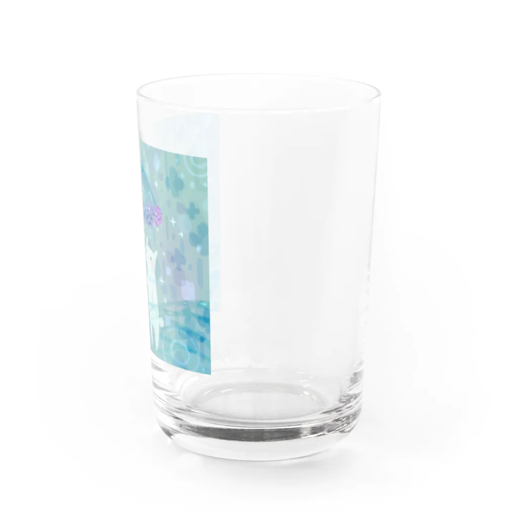 ショップの相合い傘の白い生き物 Water Glass :right