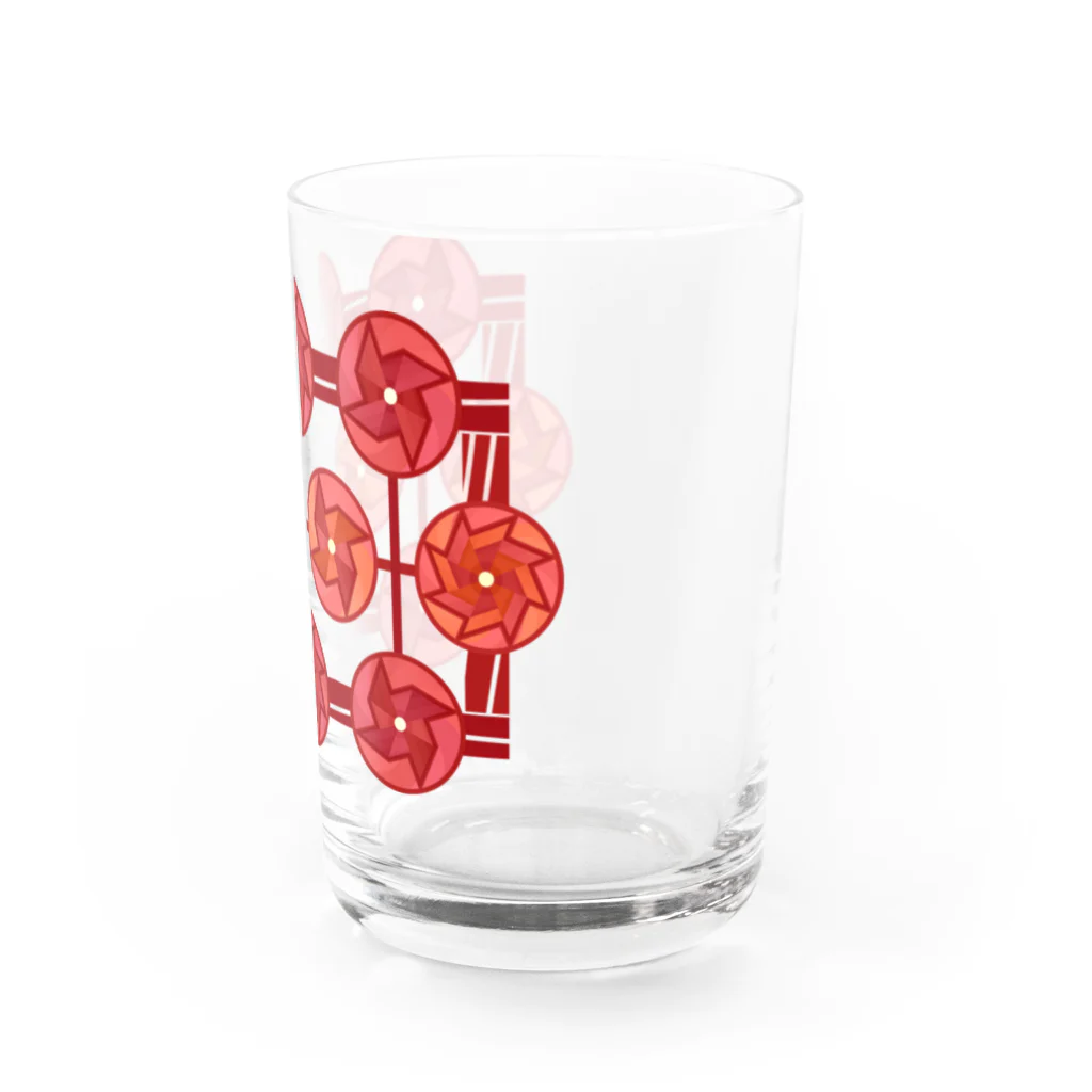 ハナドリカ SUZURI店の赤いかざぐるま（透） Water Glass :right