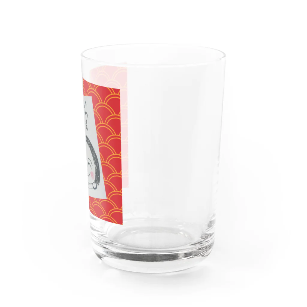 開運ことはのえびす顔かよちゃん(赤) Water Glass :right