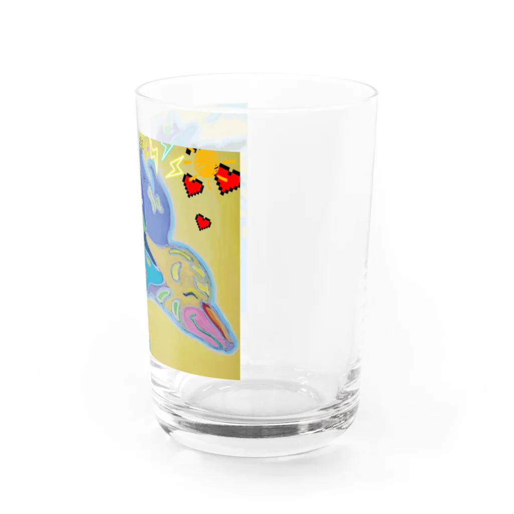 アート工房　甘月蝕(kanngesshoku)『TAaKA』のストアのMary's  tweets『ワーイ、海水浴って最高!!』 Water Glass :right