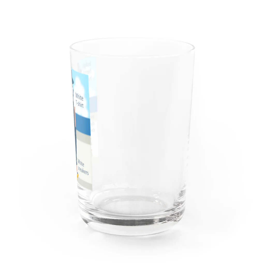 キッズモード某の海とインディゴオーバーオールの青年 Water Glass :right