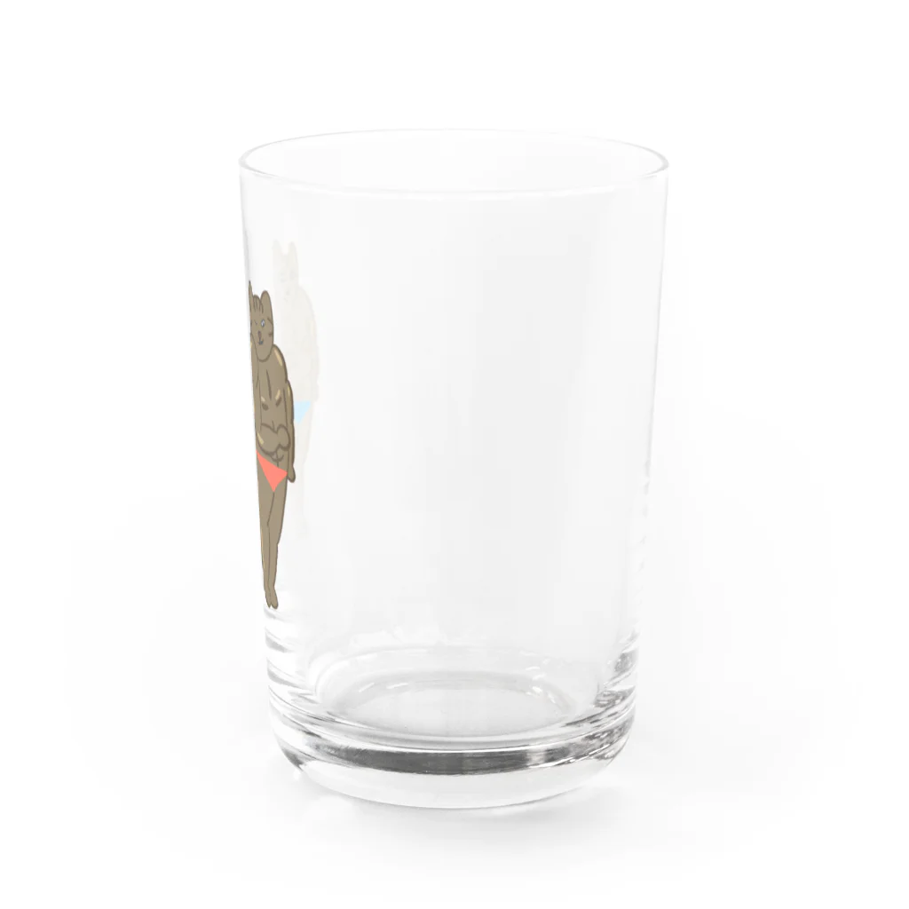 りのりのザウルスのイヌマッスル&ネコマッチョ(戦友) Water Glass :right