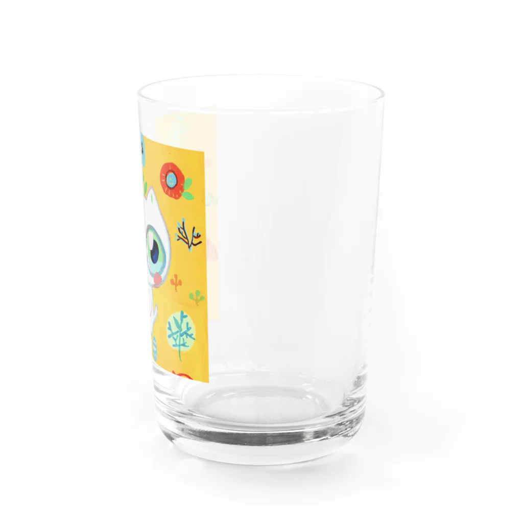 おやこのクロッキーのしろねこしろちゃん Water Glass :right