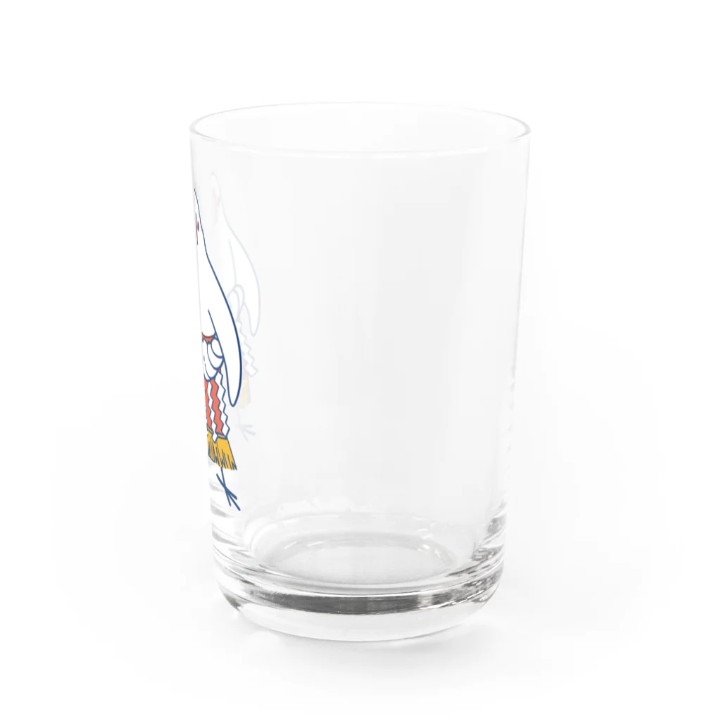 もしもしこちら文鳥のすもう文鳥よこづな　青ライン Water Glass :right