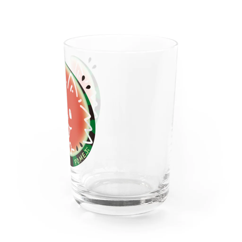 イラスト MONYAAT の POMEぶ Dスイカとポメラニアン Water Glass :right