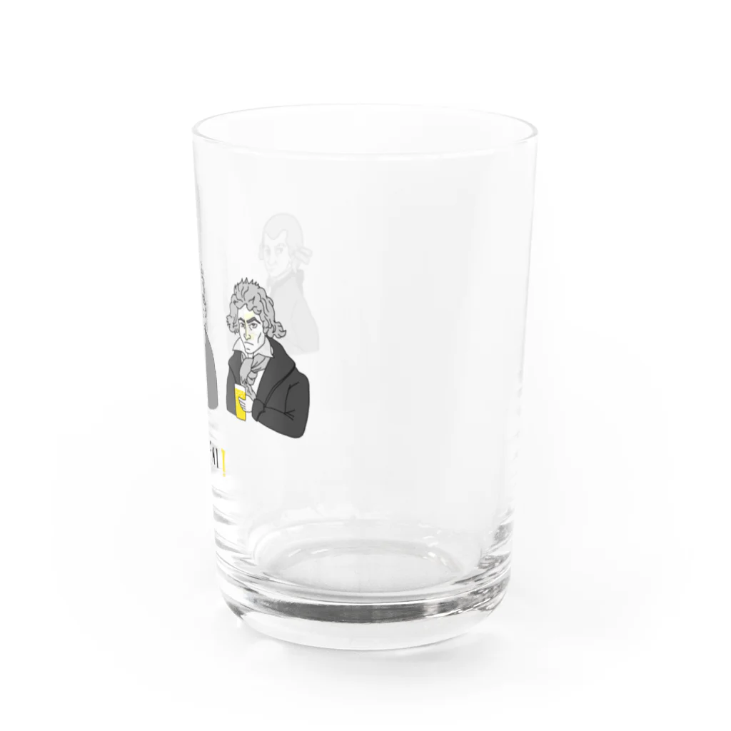 ビールとアート TM-3 Designの偉人 × BEER（三人の音楽家）黒線画 Water Glass :right