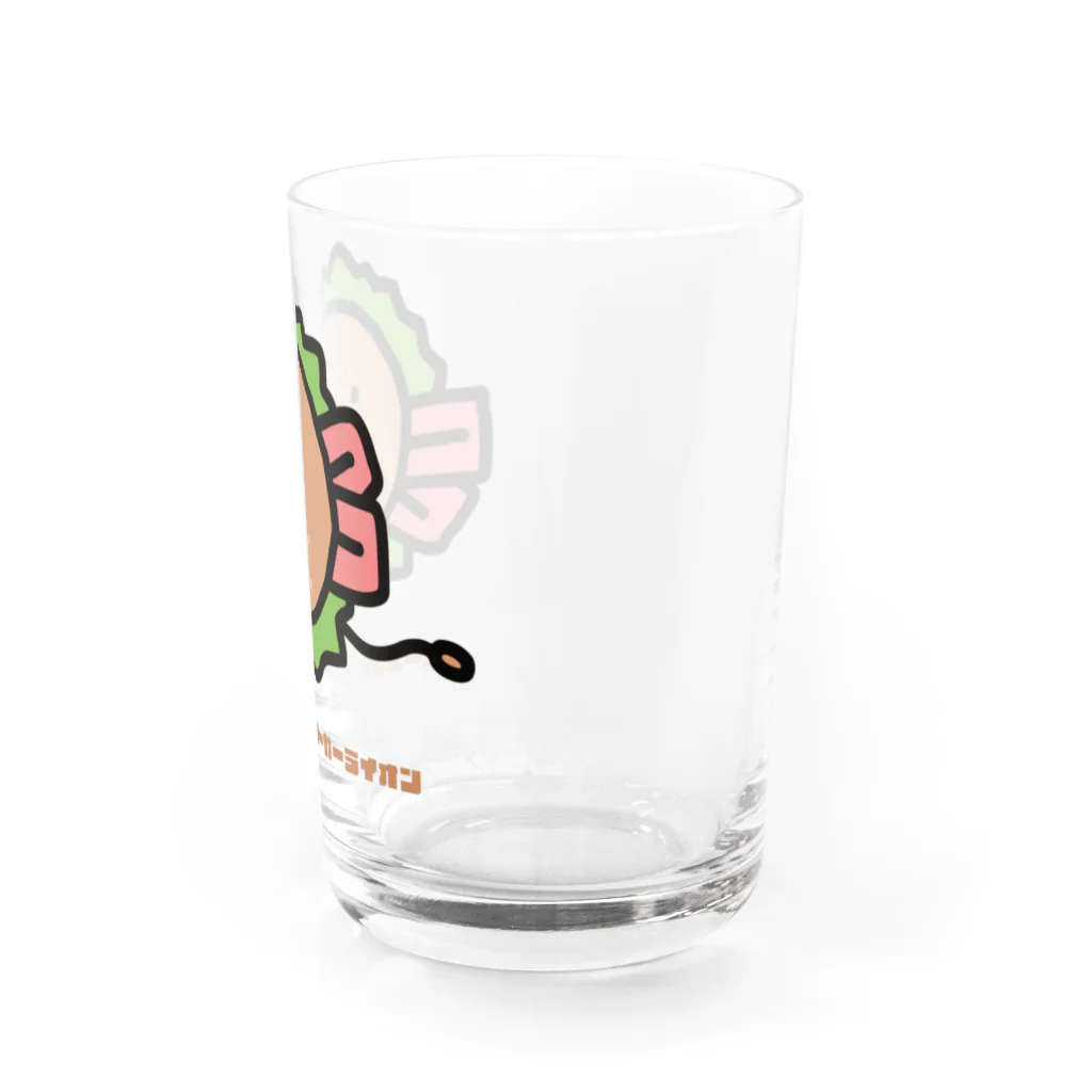 高堂玲/イラストの方のベーコンレタスバーガーライオン Water Glass :right