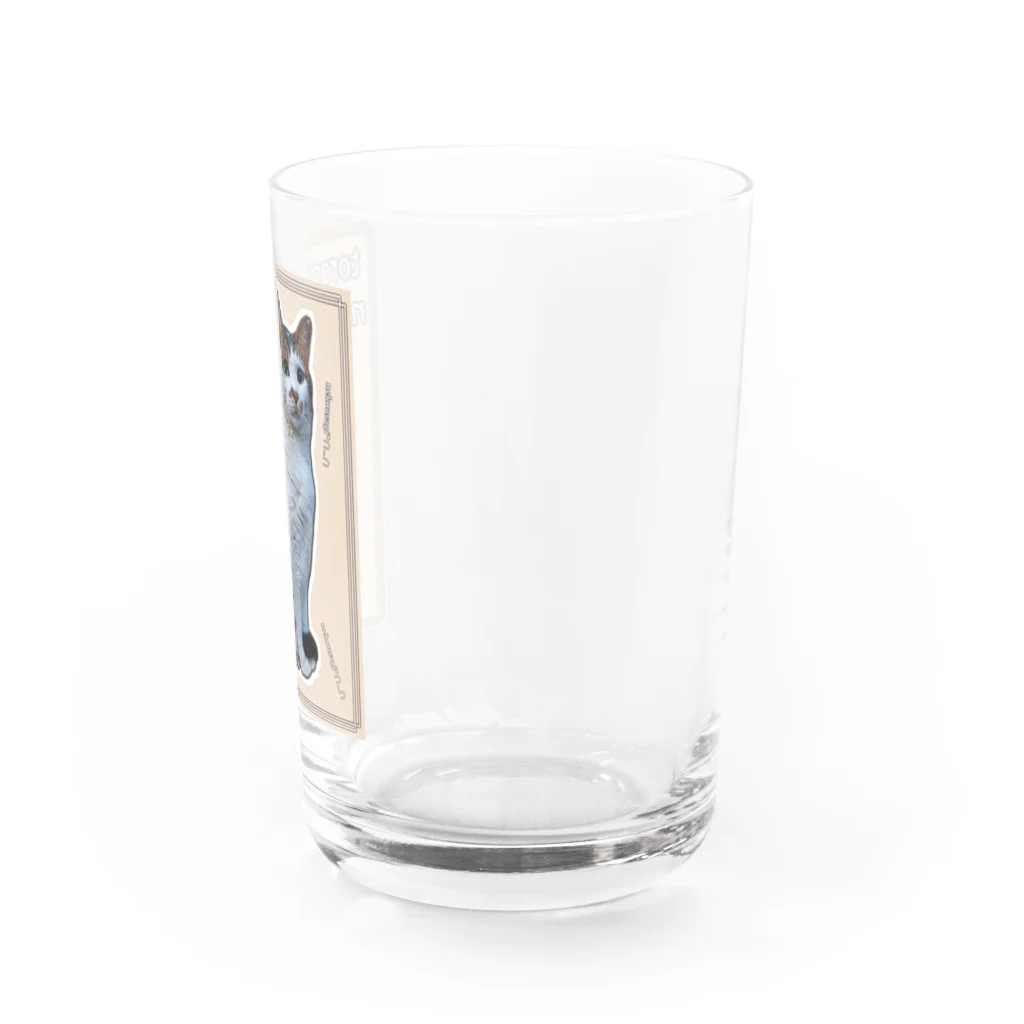 nekousagi*∩..∩のトラミ兄ちゃん自画像(ベージュ)【nekousagi*∩..∩ロゴ入りです】 Water Glass :right