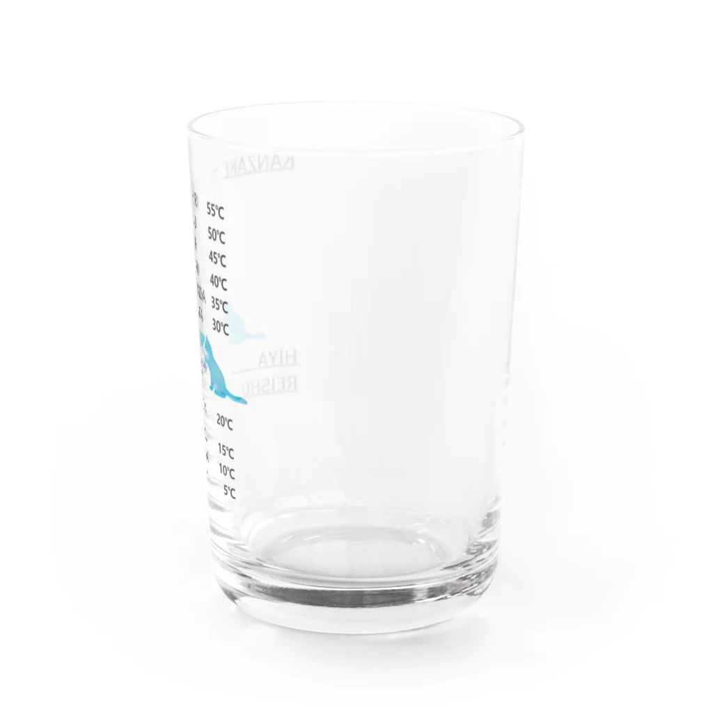 ヒロシオーバーダイブの日本酒チャート・水彩ネコver（温度と呼び名） Water Glass :right