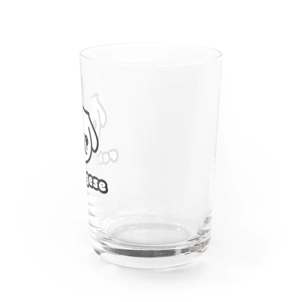 ペキニーズくらぶ（SUZURI支店）のペキニーズ・ホワイト（サマーカット）（顔だけ） Water Glass :right