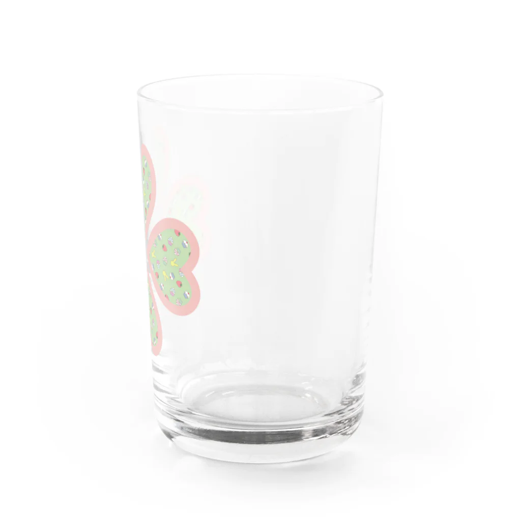 Rabbitflowerのマフィンとうさぎといちご（クローバー） Water Glass :right