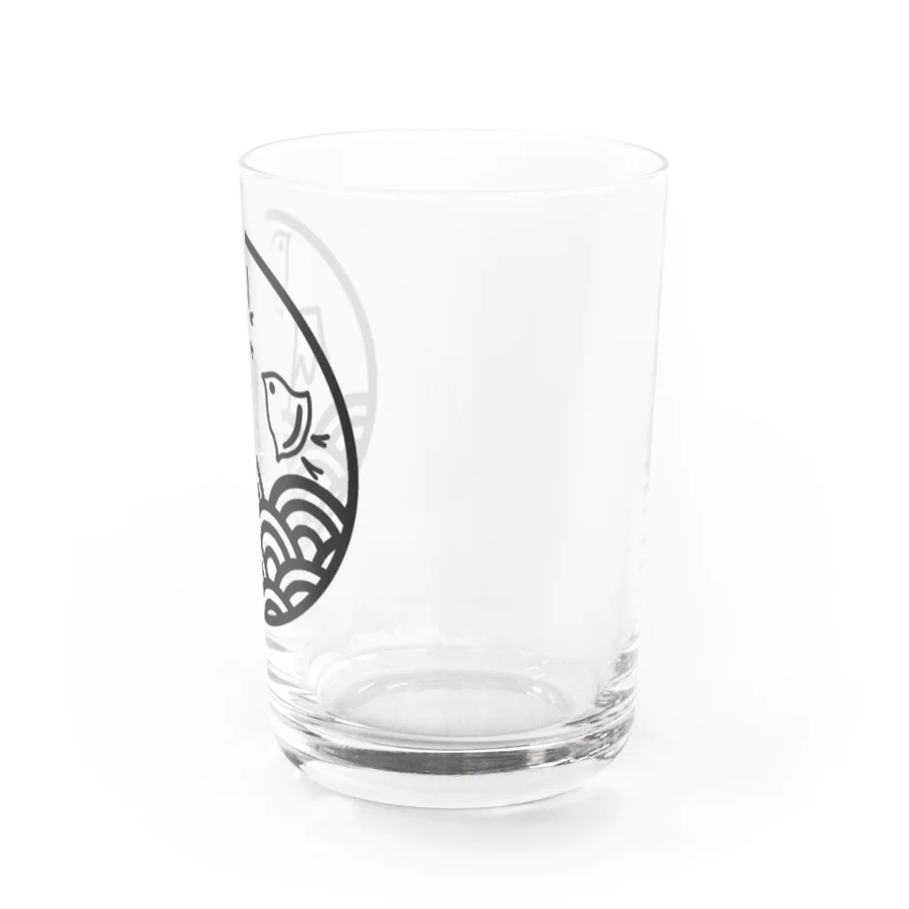 kazeou（風王）の青海波と富士と千鳥(オフブラック) Water Glass :right