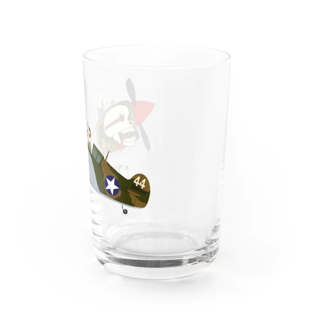 SKULL-2のノーズアートを描くすろくま。戦闘機P-40、SKULL Water Glass :right