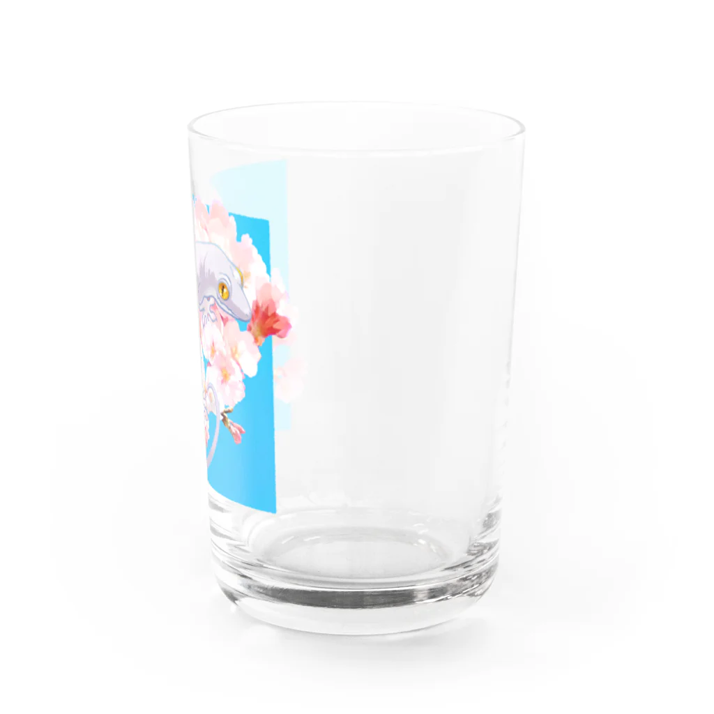 おにぎり屋の春待ち桜とニホンヤモリ Water Glass :right