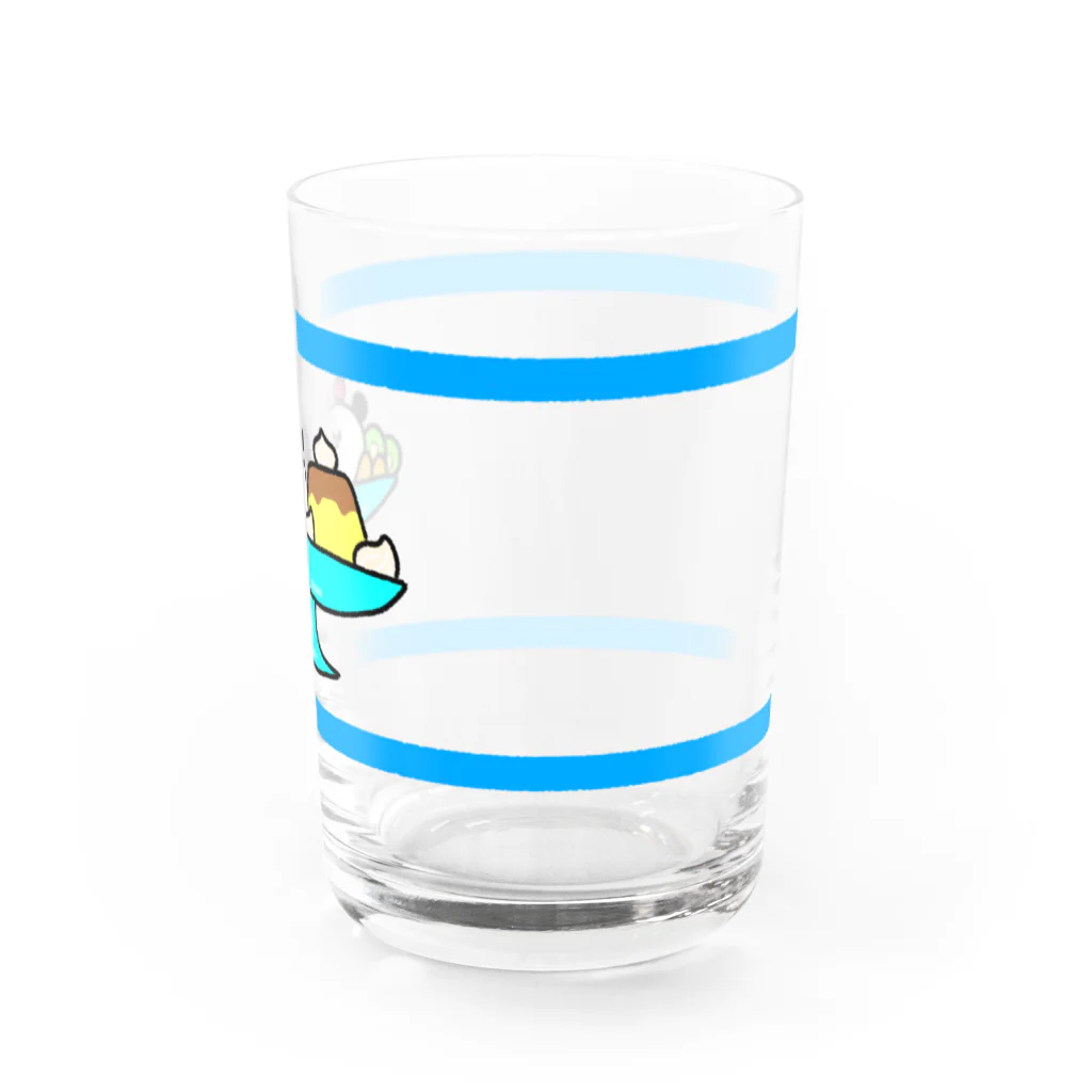 ゆっけちゃんの隠れ家のプリン・ア・ラ・モードみたいなぱんだ(水色) Water Glass :right