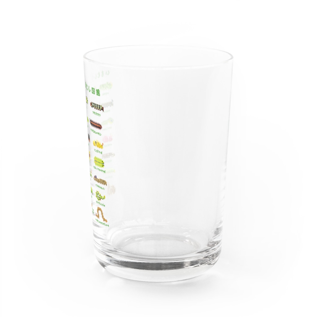 さちこの生物雑貨のイモムシ・けむし図鑑(文字緑) Water Glass :right