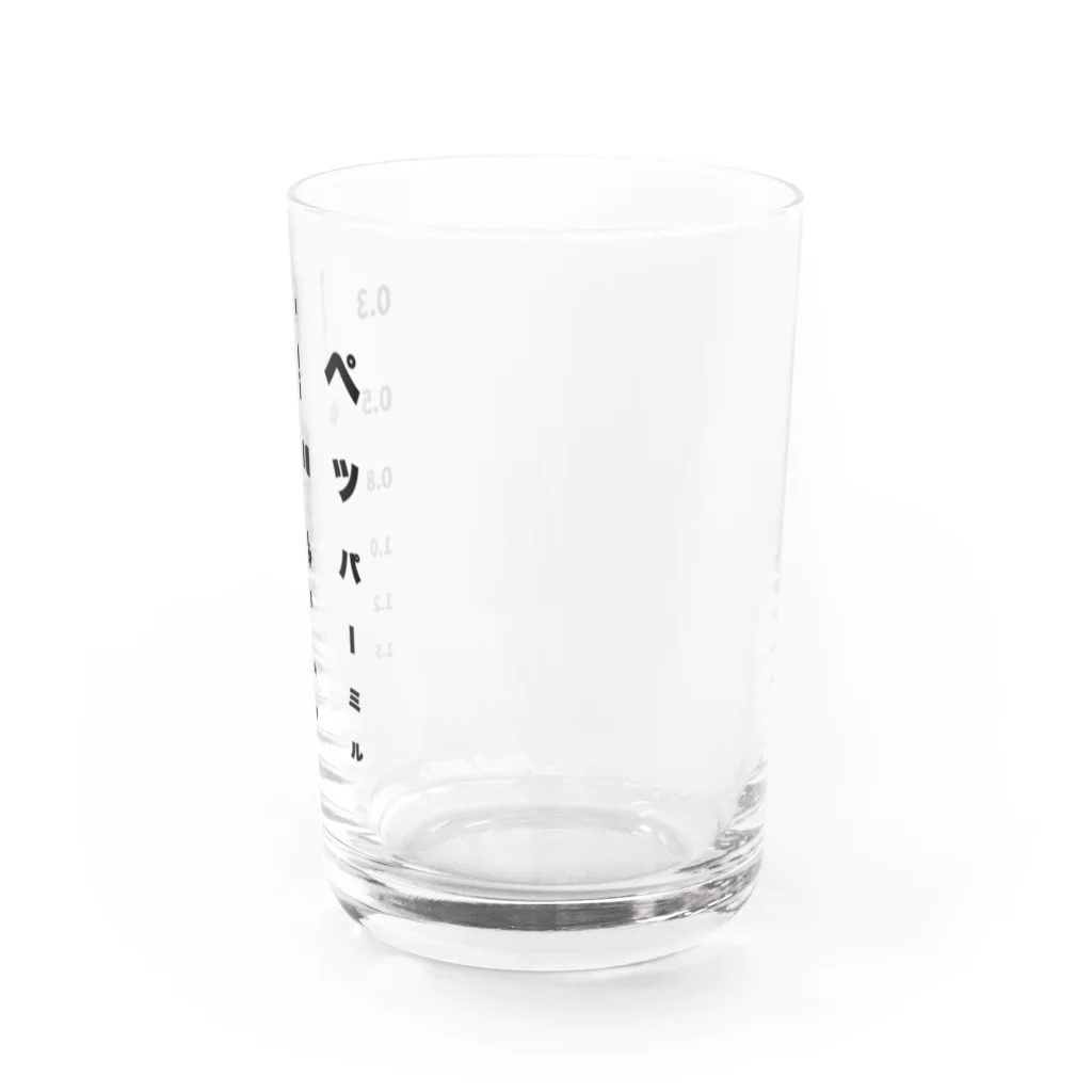 オノマトピアのペッパーミル視力検査表（文字黒） Water Glass :right