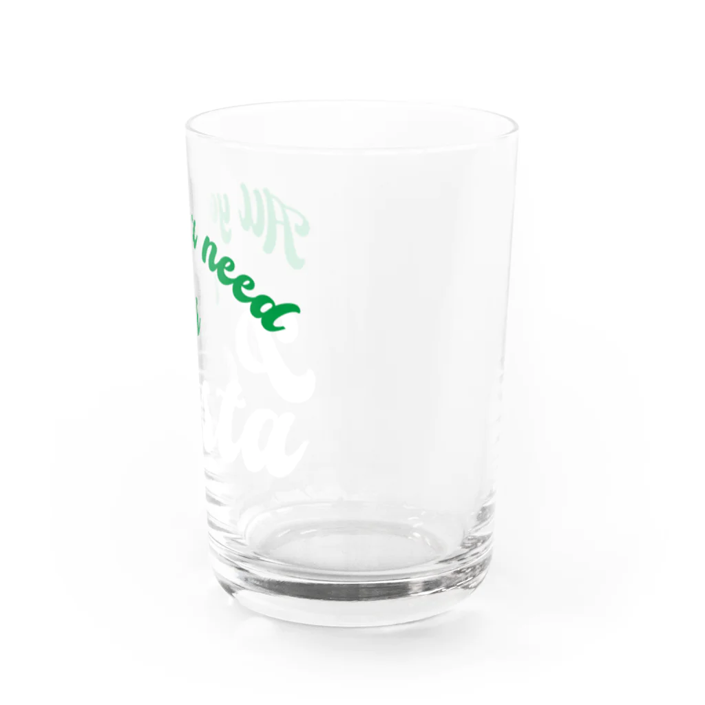 PastabuのAll you need is Pasta ※パスタは地球を救う　黒バージョン Water Glass :right