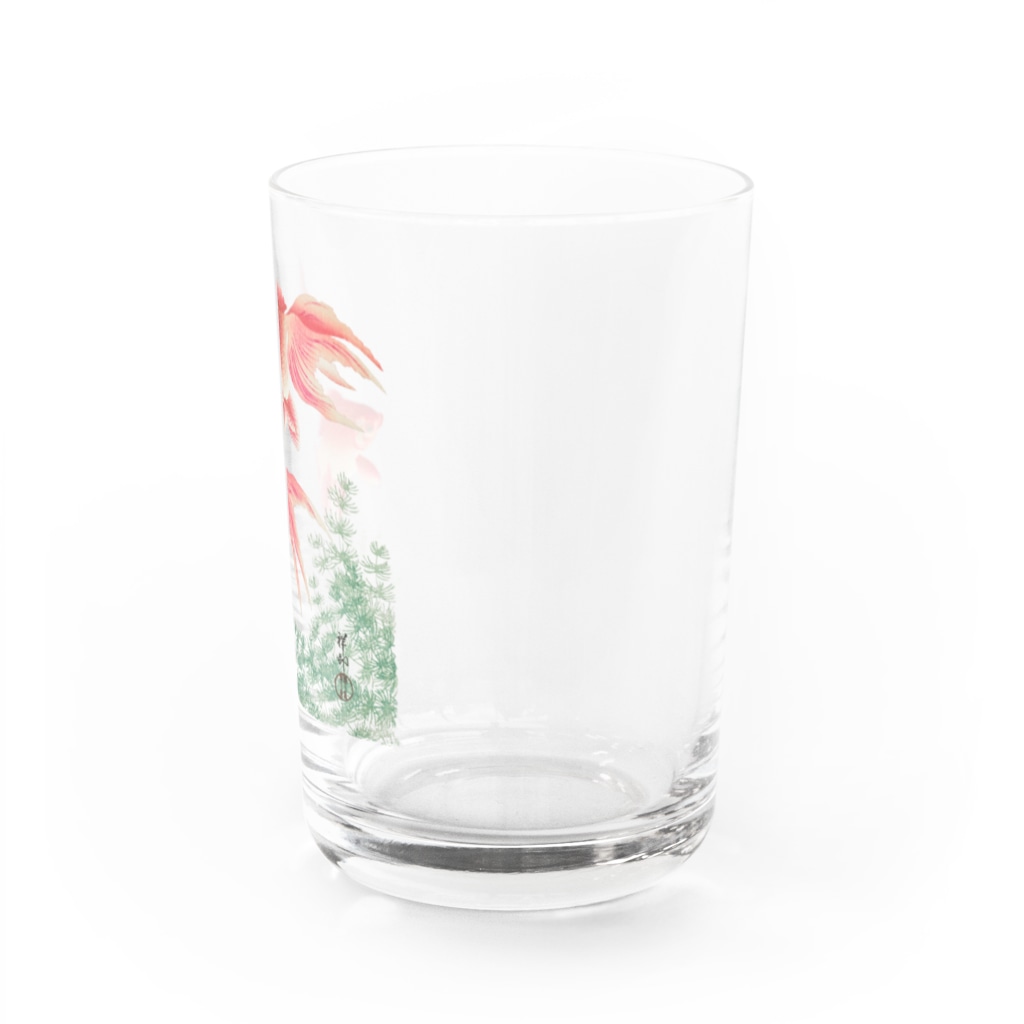 MUGEN ARTの二匹の金魚　小原古邨作品編集　日本のアートTシャツ＆グッズ Water Glass :right