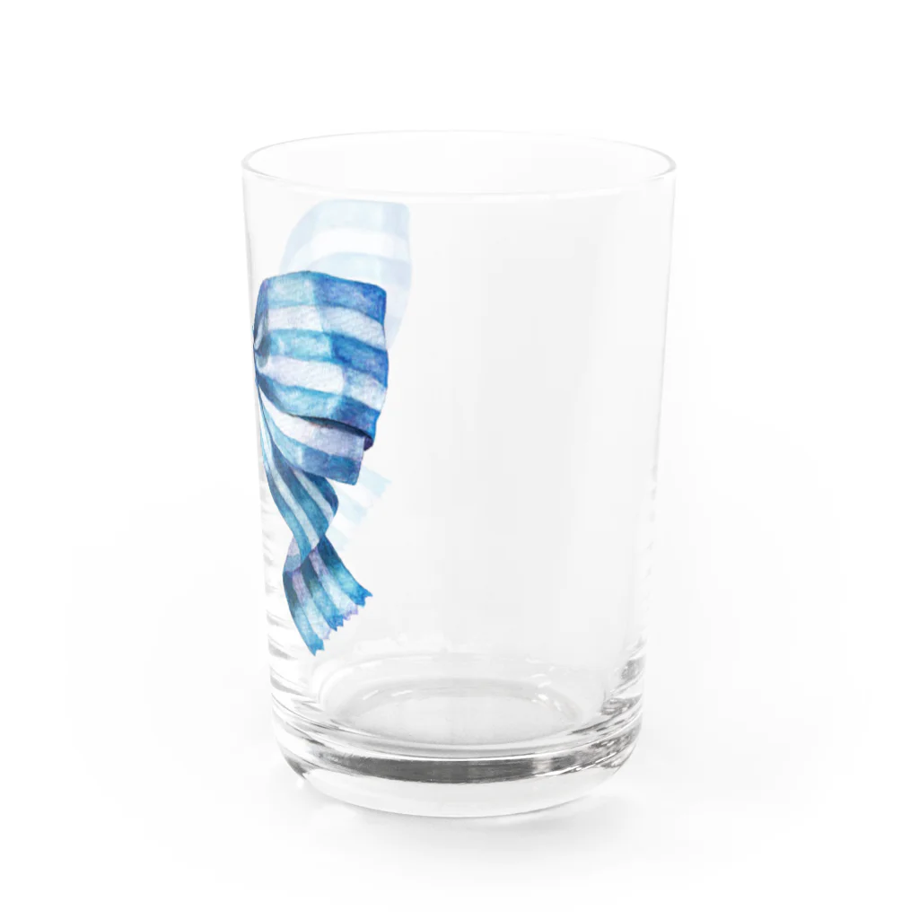 HosoMitsu-painterの水色のストライプリボン Water Glass :right