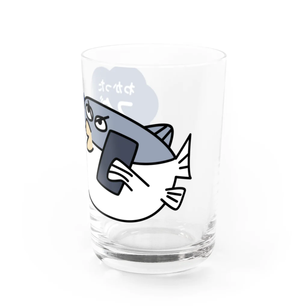 B-catの魚だじゃれシリーズ「フグいく」グラス（紺の吹き出し） グラス右面