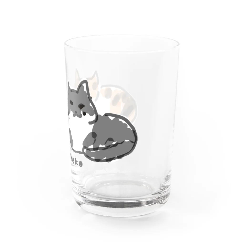 保護ねこカフェ もりねこのふたばちゃん&べべちゃん Water Glass :right