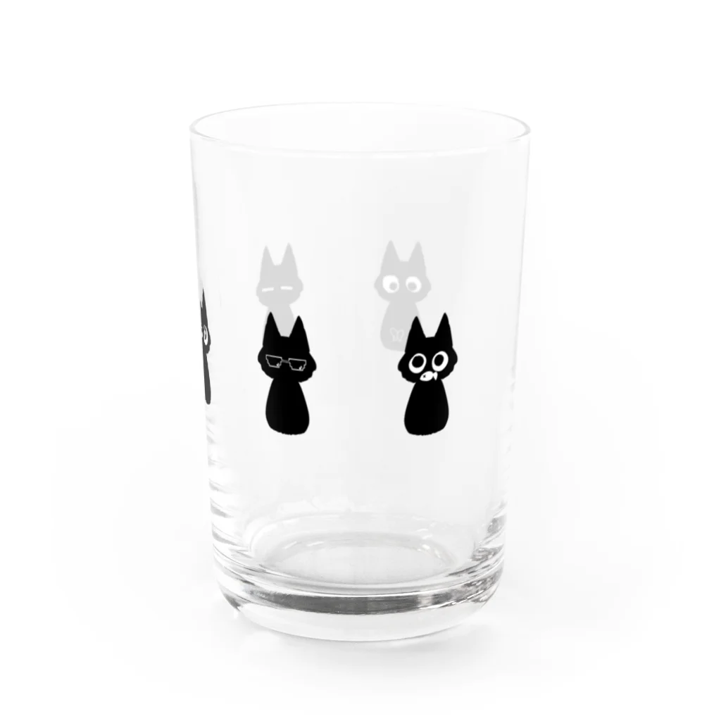 れもその小さいお店の5匹の猫【黒猫】 Water Glass :right